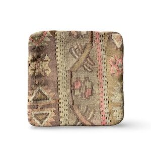 VINTAGE Kilim Geometric Square Cushion Cover Earthy Tones 14x14